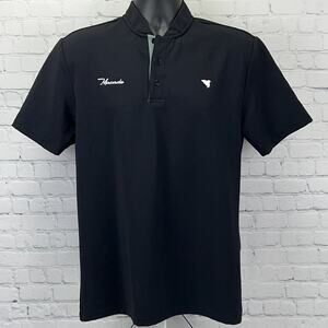 Macade Golf Heath Bomber Henley Shirt Mens M Medium Black Short Sleeve Stretch